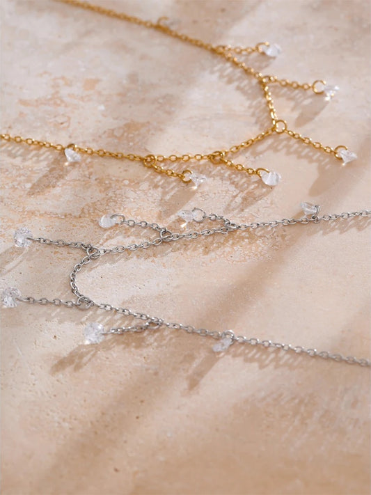 Collarbone chain drop zirconia necklace - product image