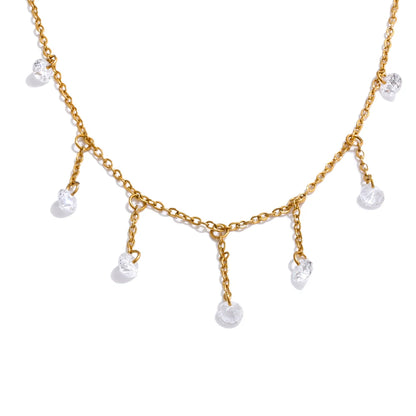 Collarbone chain drop zirconia necklace - product image