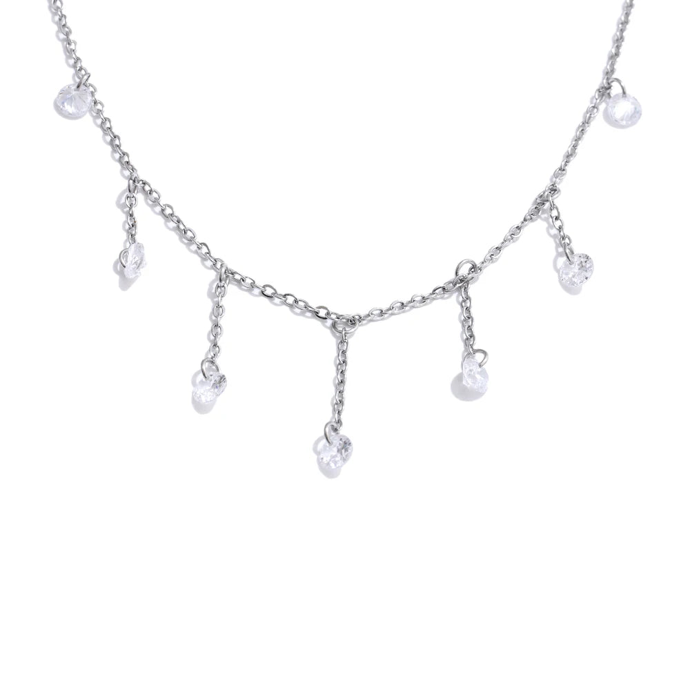 Collarbone chain drop zirconia necklace - product image