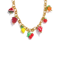 Colored Glaze Fruit Charm Pendant Necklace