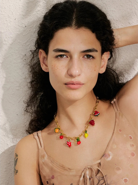 Colored glaze fruit charm pendant necklace - product image