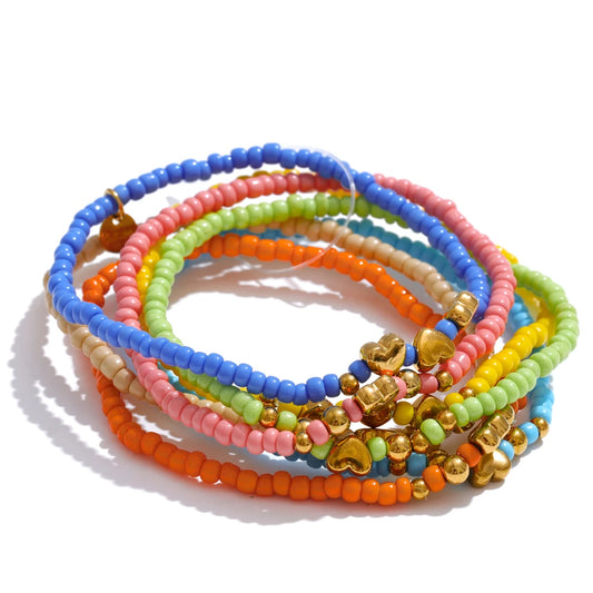 Colorful bohemian beads layered chain bracelet - product image