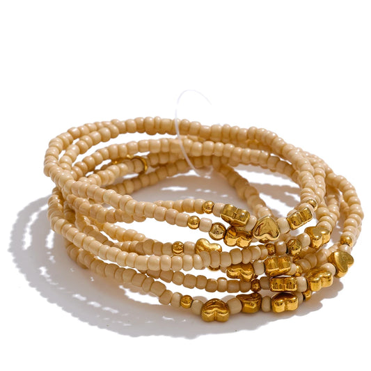 Colorful bohemian beads layered chain bracelet - product image