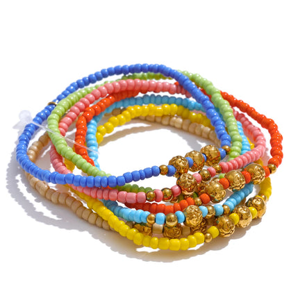 Colorful bohemian beads layered chain bracelet - product image