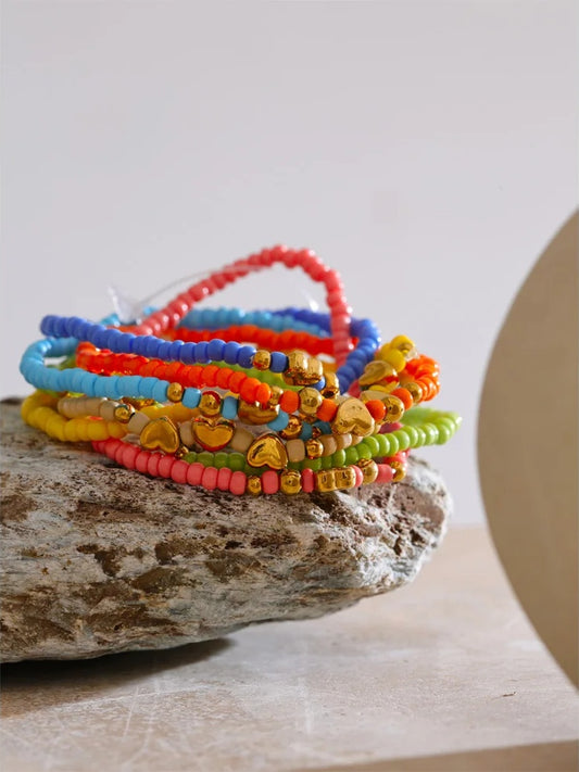 Colorful bohemian beads layered chain bracelet - product image