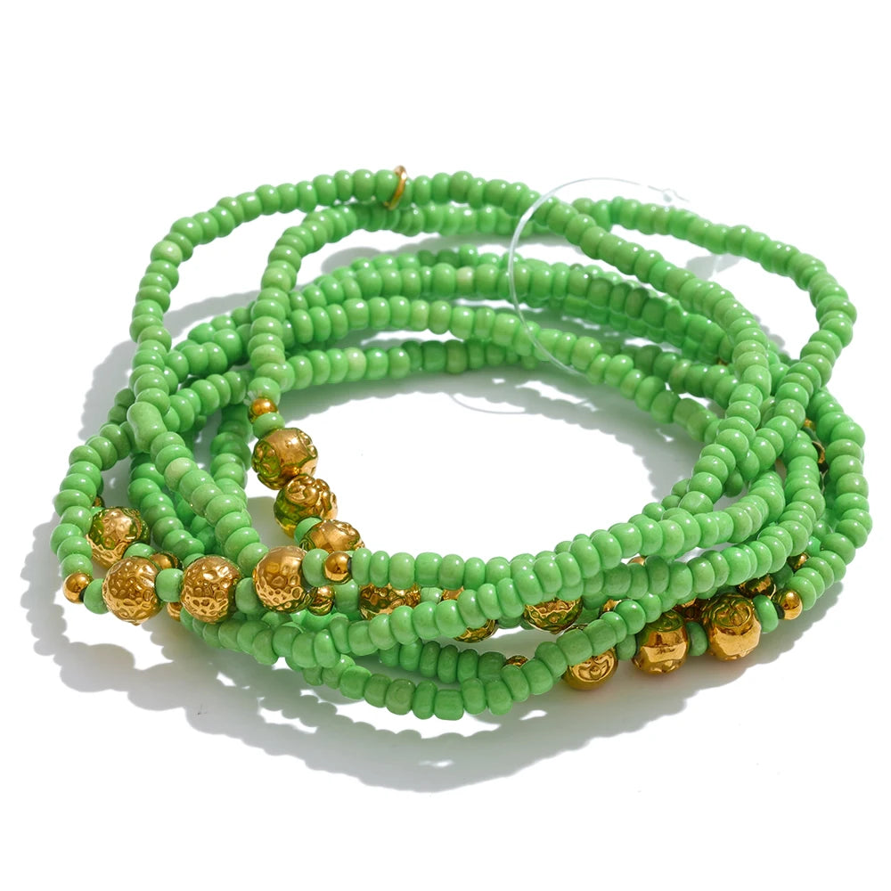 Colorful bohemian beads layered chain bracelet - product image