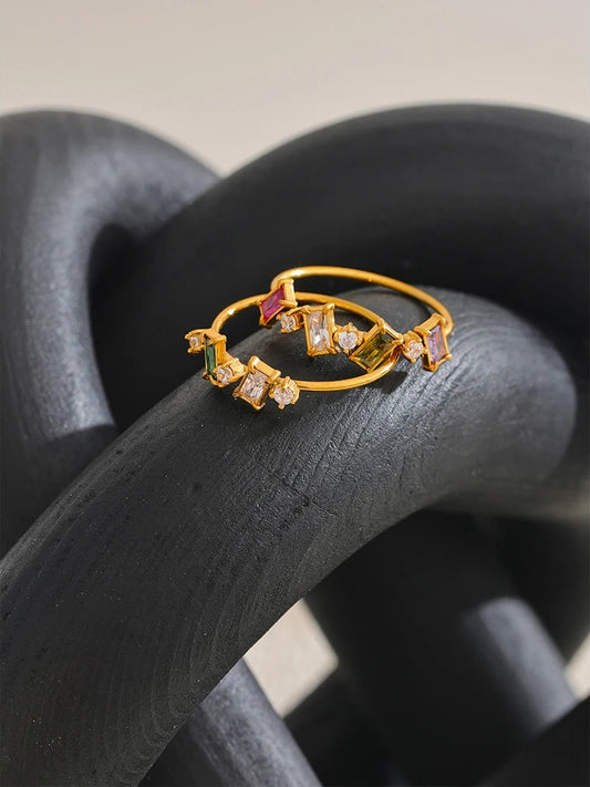 Colorful contemporary cubic zirconia ring - product image