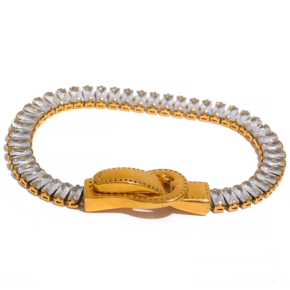 Colorful cubic zirconia belt buckle bracelet - product image