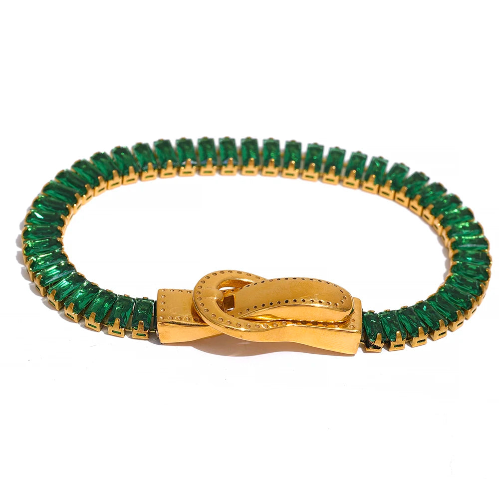 Colorful cubic zirconia belt buckle bracelet - product image