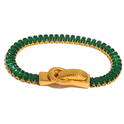 Colorful cubic zirconia belt buckle bracelet - product image