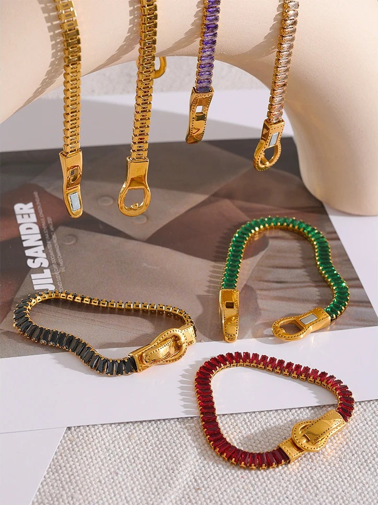 Colorful cubic zirconia belt buckle bracelet - product image