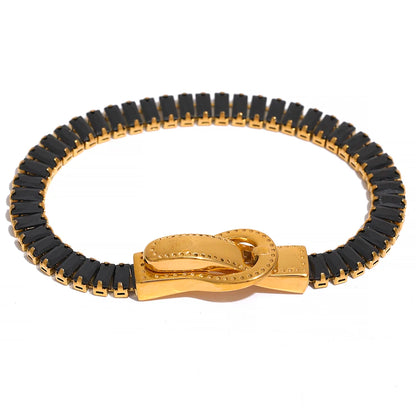 Colorful cubic zirconia belt buckle bracelet - product image