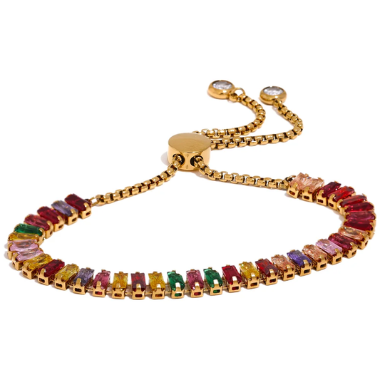 Colorful cubic zirconia chain bracelet - product image
