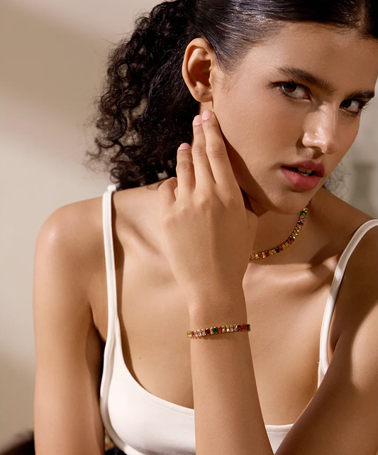 Colorful cubic zirconia chain bracelet - product image