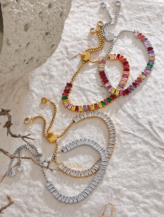 Colorful cubic zirconia chain bracelet - product image