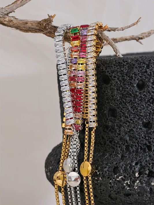 Colorful cubic zirconia chain bracelet - product image