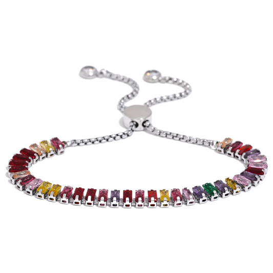 Colorful cubic zirconia chain bracelet - product image