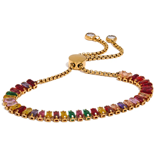 Colorful cubic zirconia chain bracelet - product image