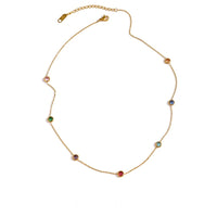 Colorful Cubic Zirconia Chain Collar Necklace