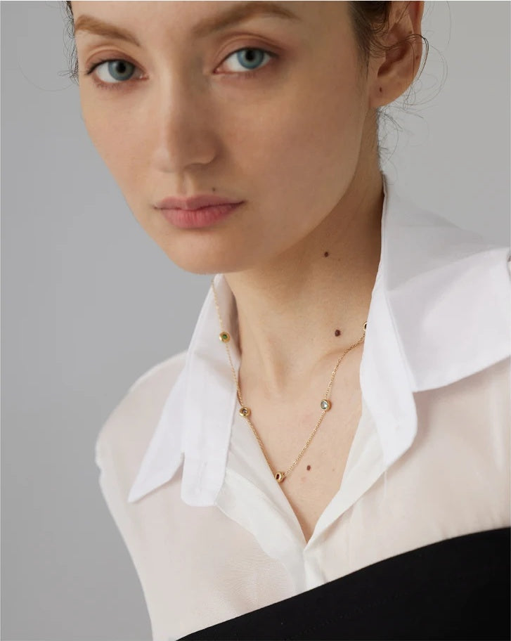 Colorful cubic zirconia chain collar necklace - product image