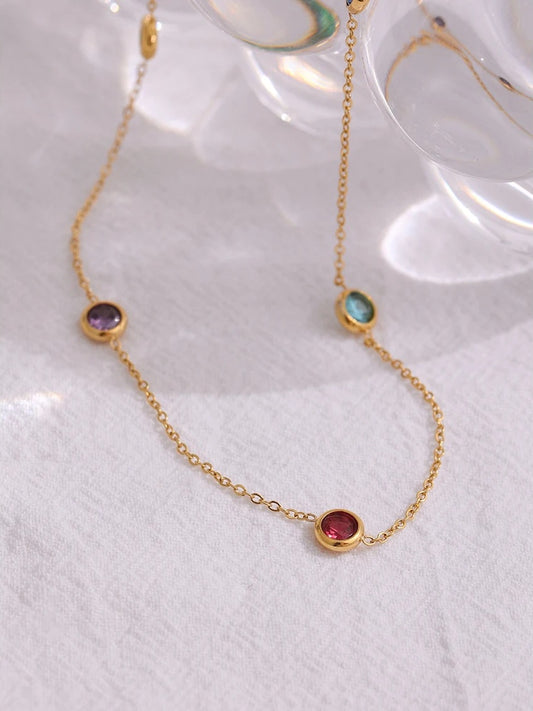 Colorful cubic zirconia chain collar necklace - product image