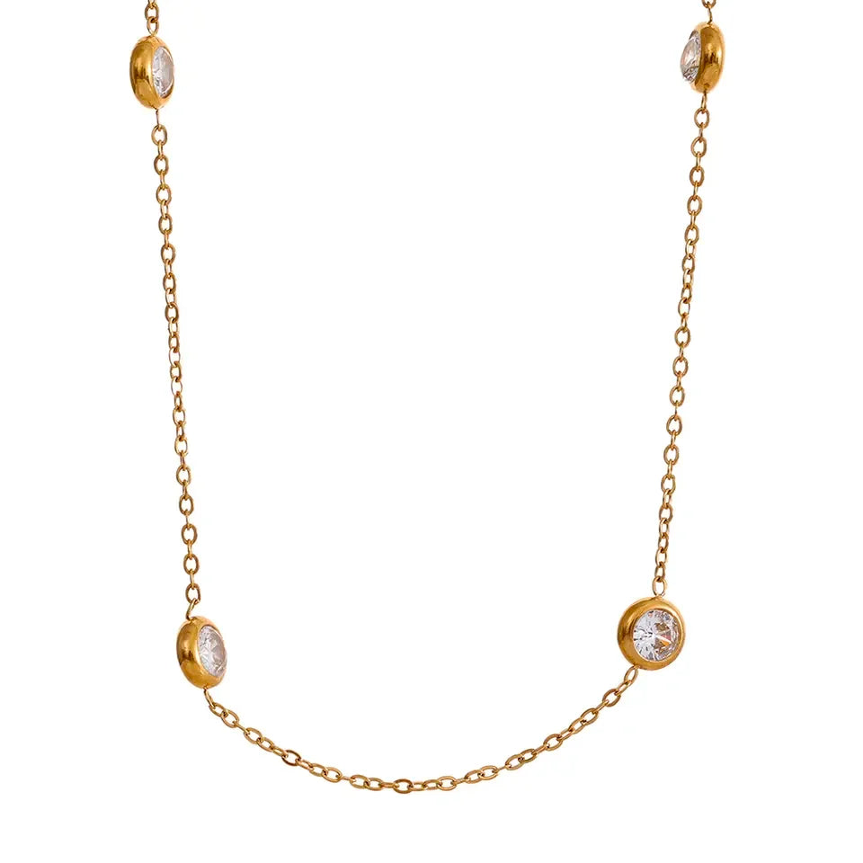 Colorful cubic zirconia chain collar necklace - product image
