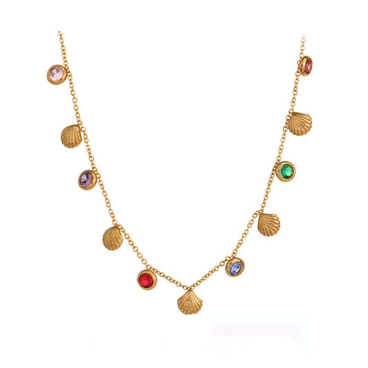 Colorful cubic zirconia chain fashion collar necklace - product image