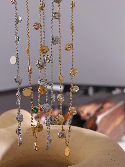 Colorful cubic zirconia chain fashion collar necklace - product image