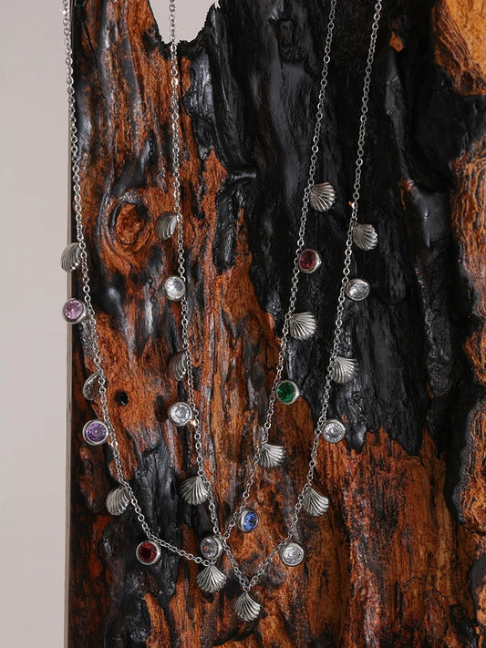 Colorful cubic zirconia chain fashion collar necklace - product image
