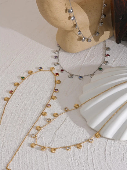 Colorful cubic zirconia chain fashion collar necklace - product image