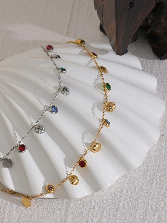 Colorful cubic zirconia chain fashion collar necklace - product image