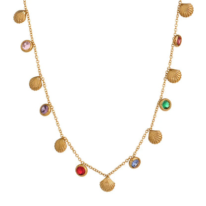 Colorful cubic zirconia chain fashion collar necklace - product image