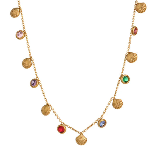 Colorful cubic zirconia chain fashion collar necklace - product image