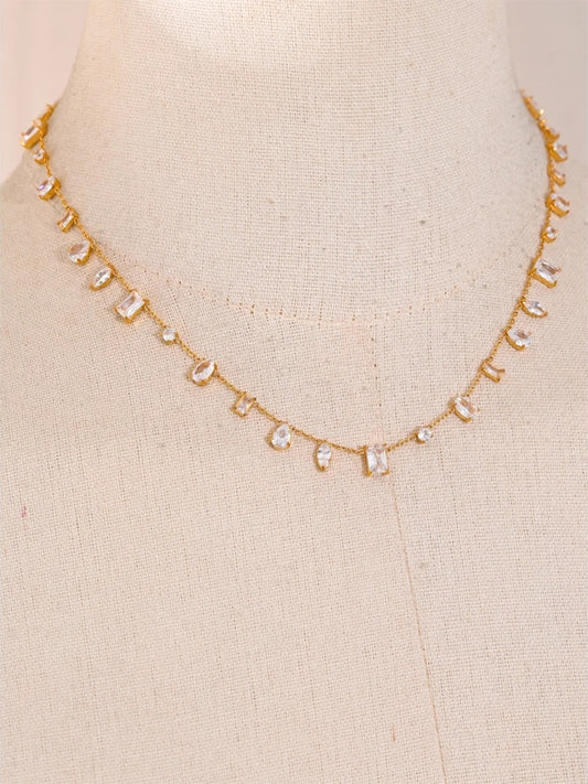 Colorful cubic zirconia chain necklace - product image