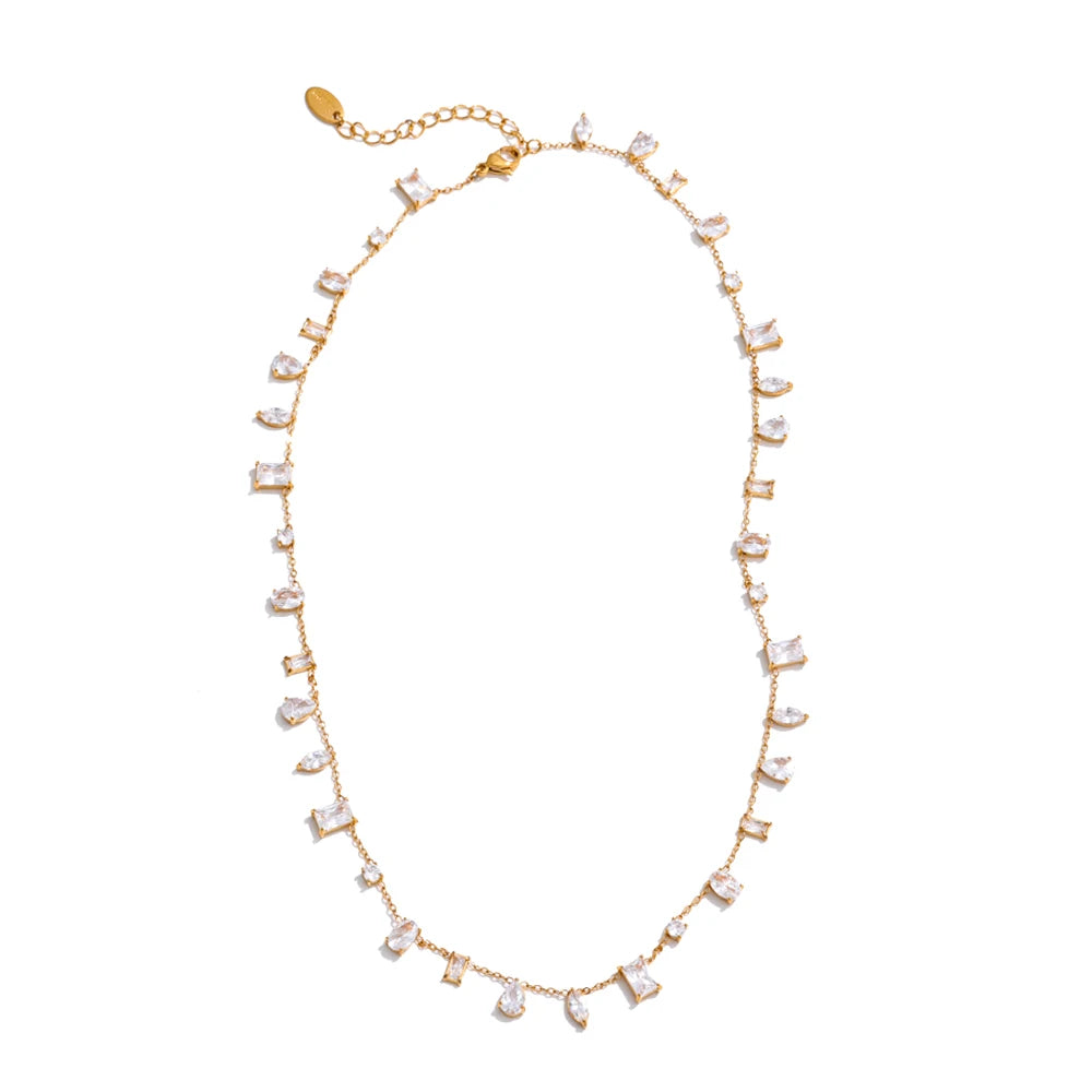 Colorful cubic zirconia chain necklace - product image