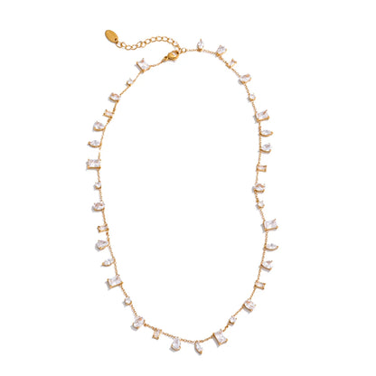 Colorful cubic zirconia chain necklace - product image
