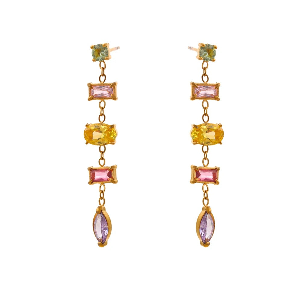 Colorful cubic zirconia drop dangle earrings - product image