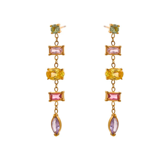 Colorful cubic zirconia drop dangle earrings - product image