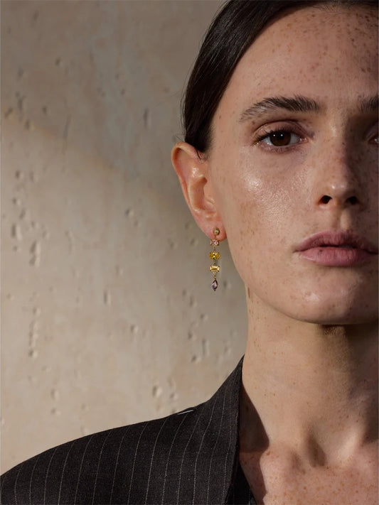 Colorful cubic zirconia drop dangle earrings - product image