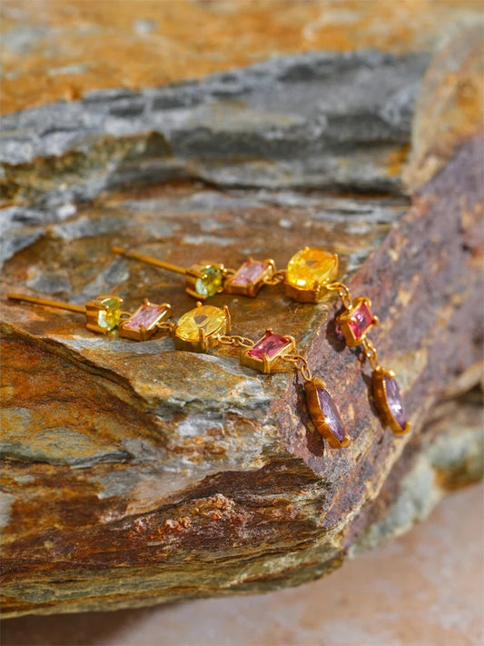 Colorful cubic zirconia drop dangle earrings - product image