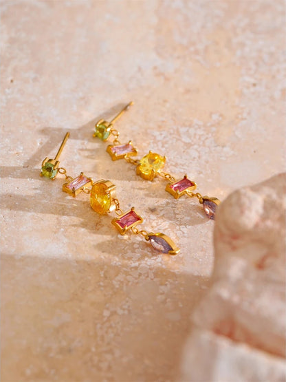 Colorful cubic zirconia drop dangle earrings - product image