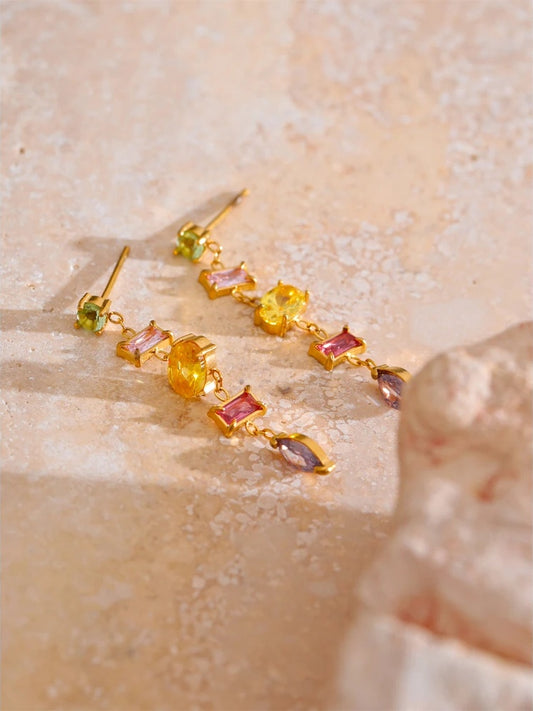 Colorful cubic zirconia drop dangle earrings - product image