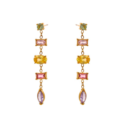 Colorful cubic zirconia drop dangle earrings - product image