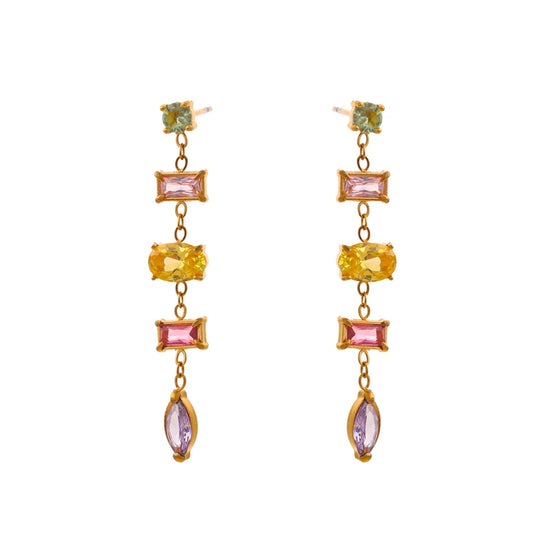 Colorful cubic zirconia drop dangle earrings - product image