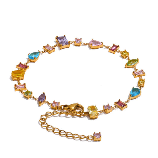 Colorful cubic zirconia minimalist charm bracelet - product image