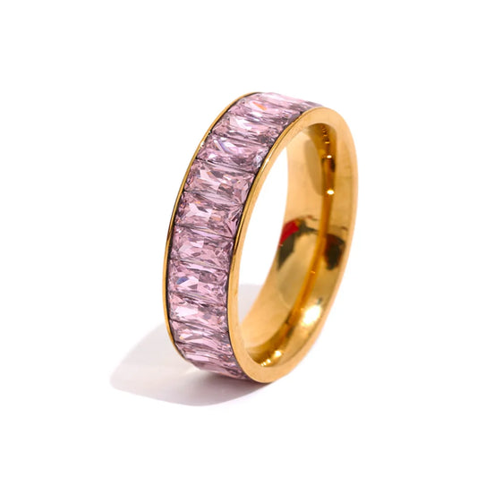 Colorful cubic zirconia multiple band fashion ring - product image