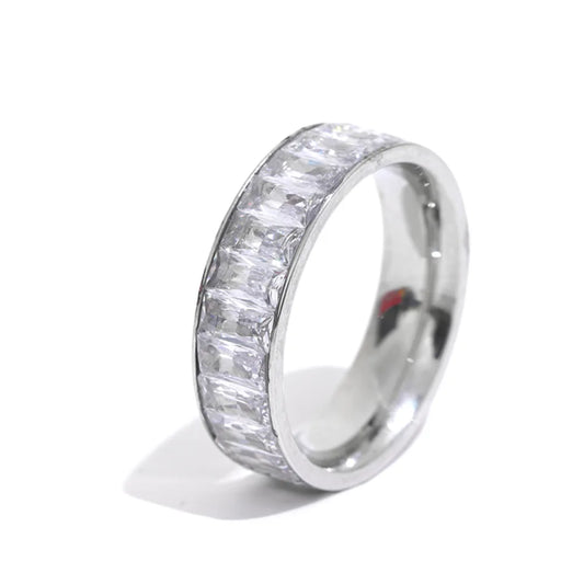 Colorful cubic zirconia multiple band fashion ring - product image
