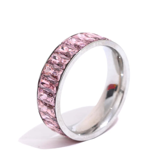 Colorful cubic zirconia multiple band fashion ring - product image