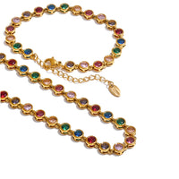 Colorful Cubic Zirconia Necklace Bracelet Set
