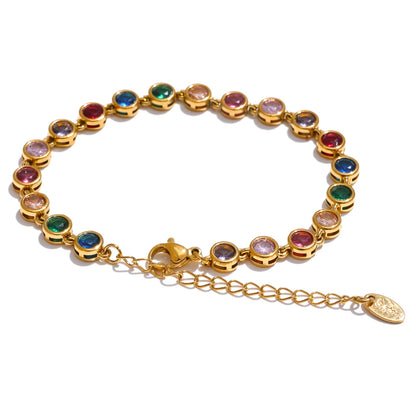 Colorful cubic zirconia necklace bracelet set - product image